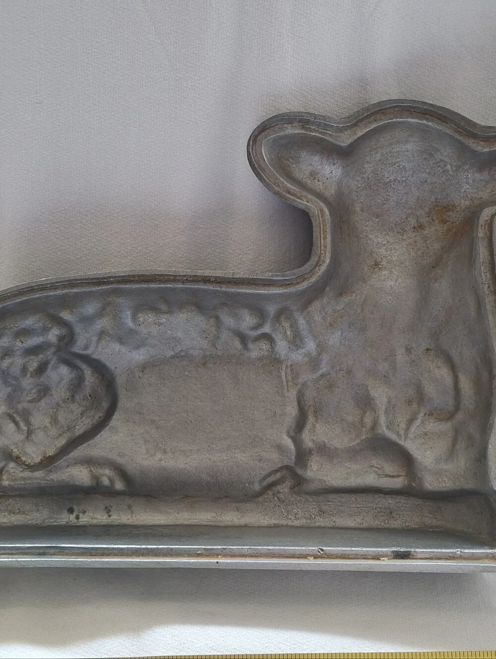 Vintage 1950s Cast Aluminum 3D Lamb Cake Mold With Recipe
